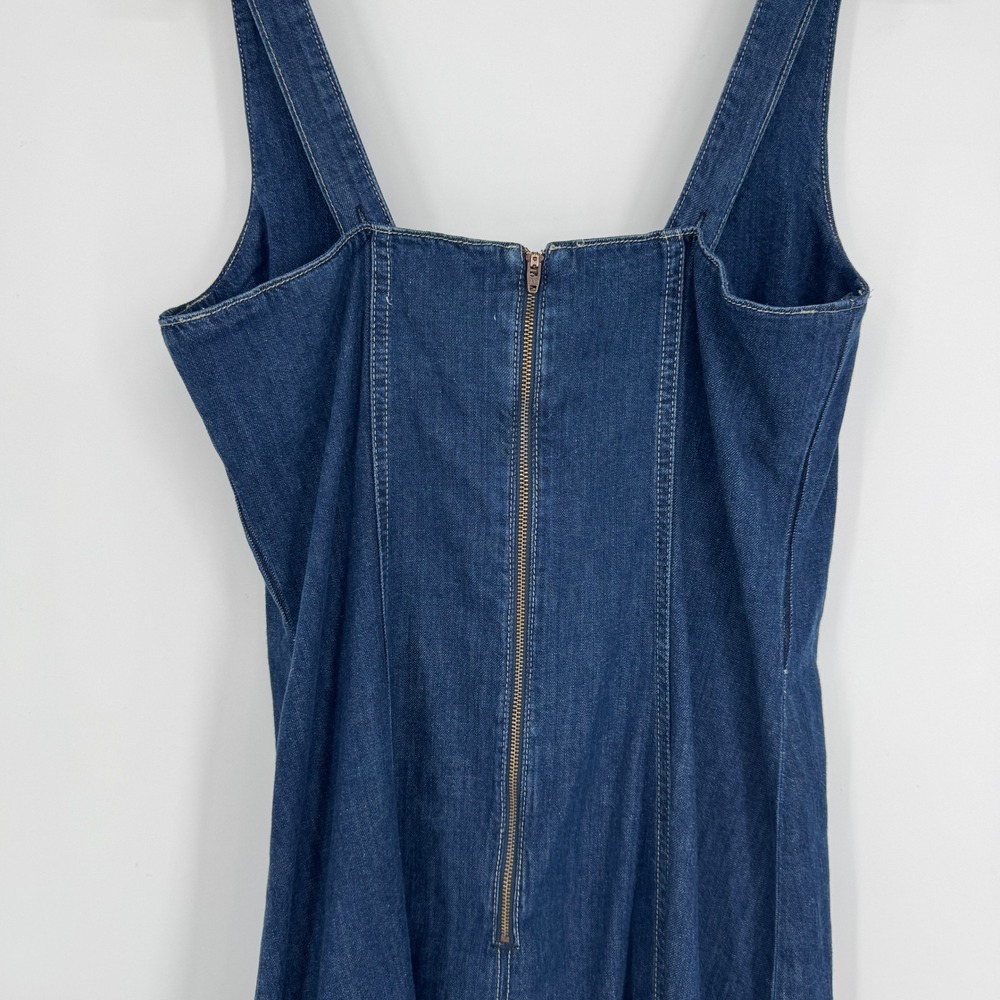 Reformation Amory Denim Midi Dress 10 Blue Dark Wash Sustainable Cottagecore - Picture 10 of 14